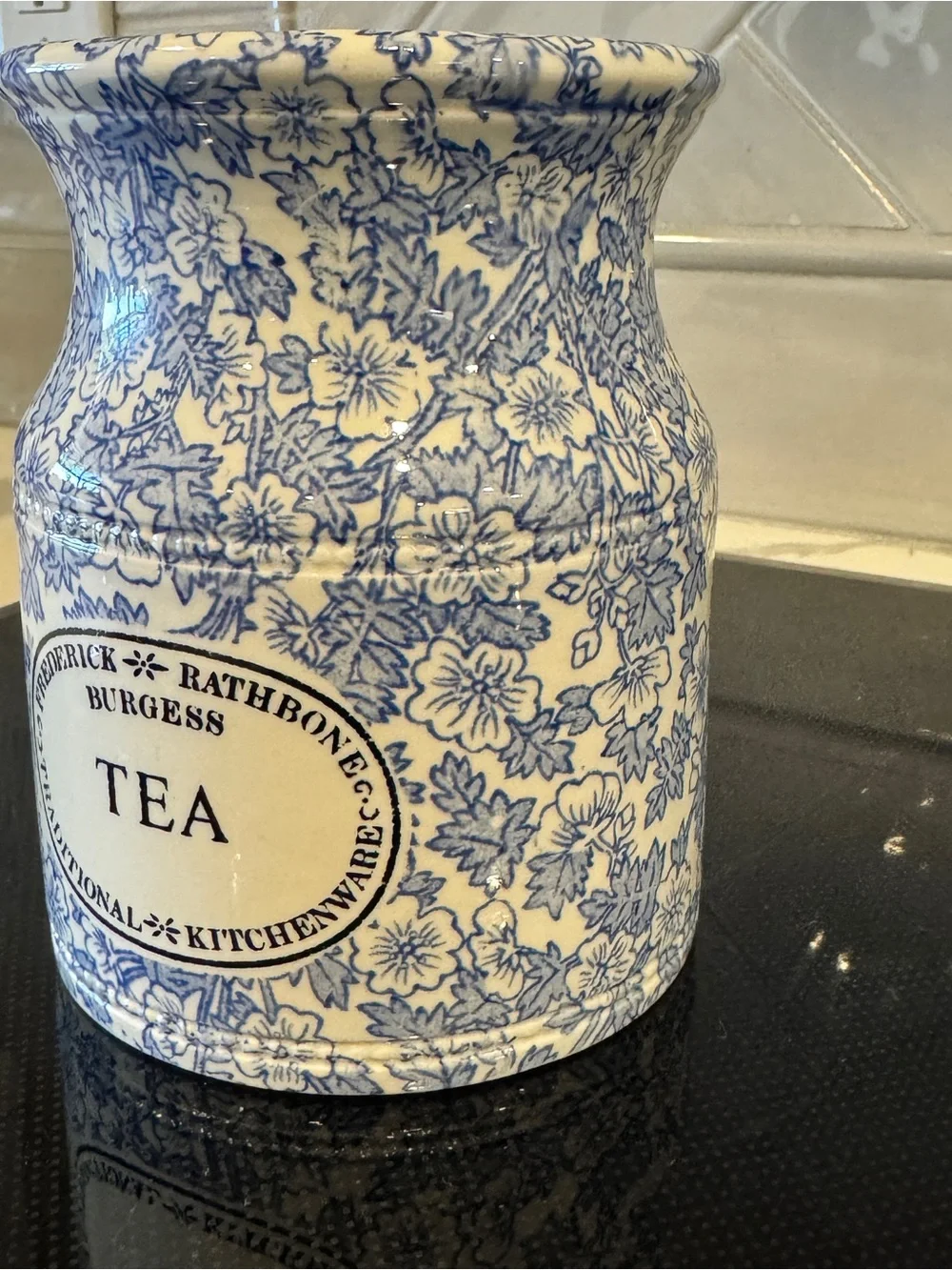 Burges Blue Floral Tea Storage Jar - Blue and White